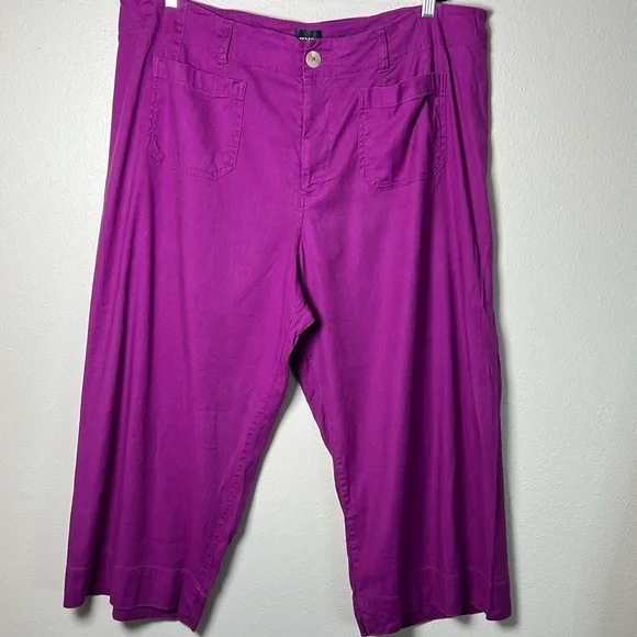 MAEVE ANTHROPOLOGIE The Colette Linen Pants Cropped High Rise Wide Leg Plus 22W - Picture 5 of 17